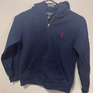 Polo by Ralph Lauren Kids Navy Zip-Up Hoodie with Red Pony